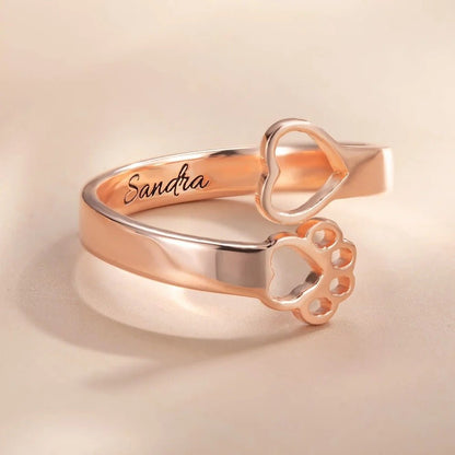 Hugging Paw Ring with Love Heart - United Bracelets