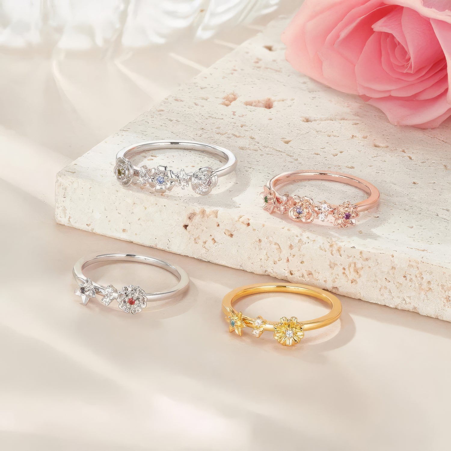 Flower Birthstone Ring
