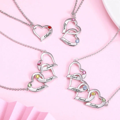 Interlocking Hearts Birthstone Necklace - United Bracelets