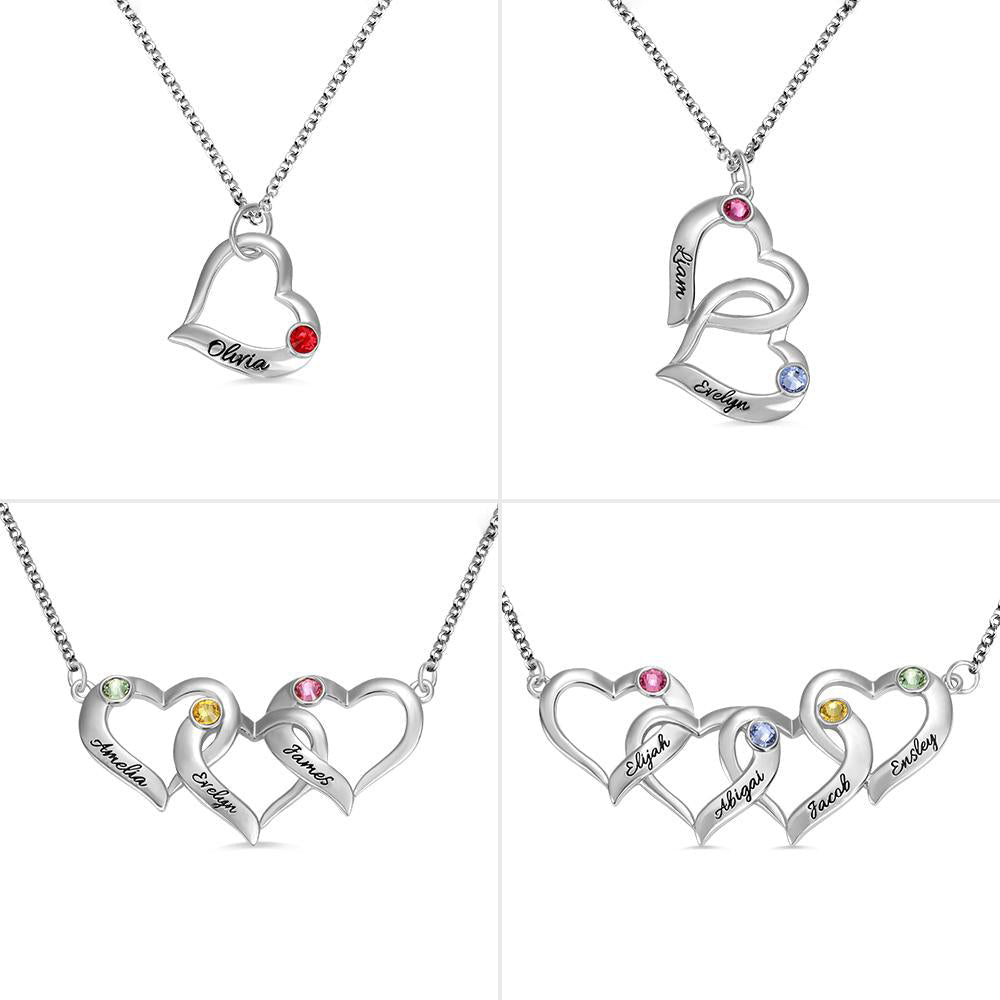 Interlocking Hearts Birthstone Necklace - United Bracelets