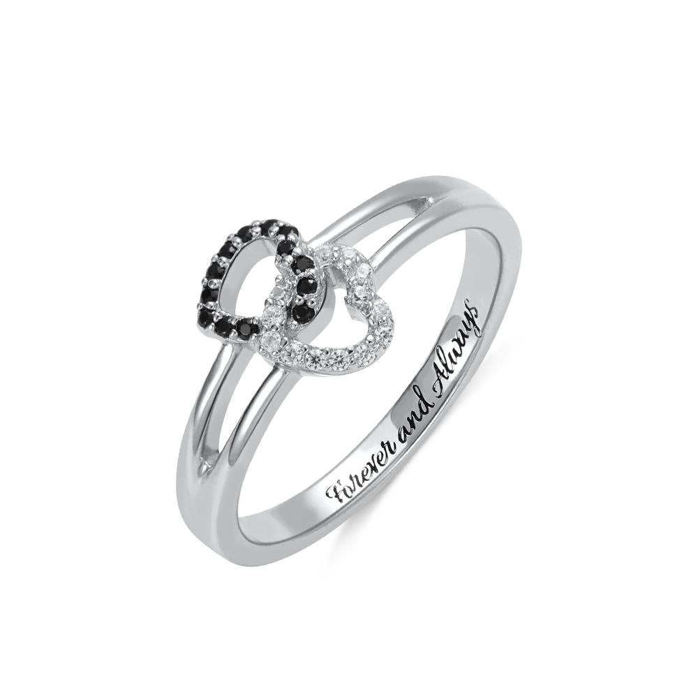 Interlocking Hearts Birthstone Ring - United Bracelets