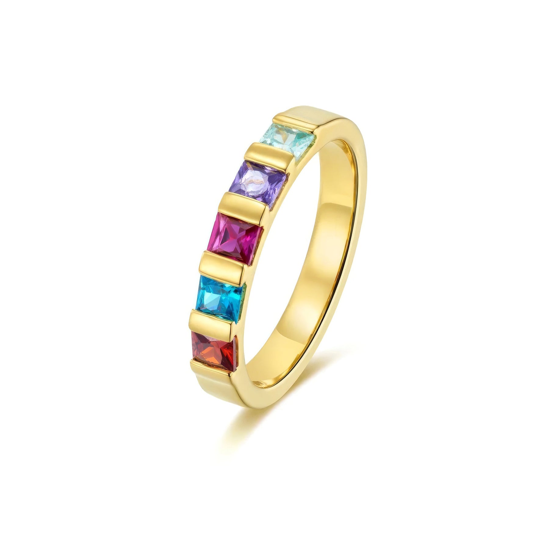 Mothers Princess Cut Birthstone Ring - United Bracelets
