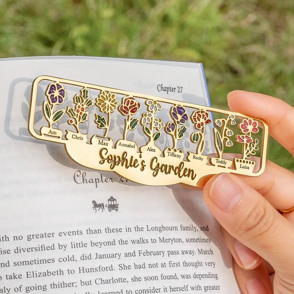 My Garden Bookmark with Custom Birth Flowers - United Bracelets