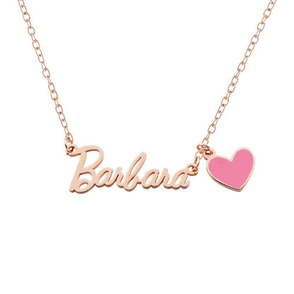 Name Necklace with Pink Heart - United Bracelets