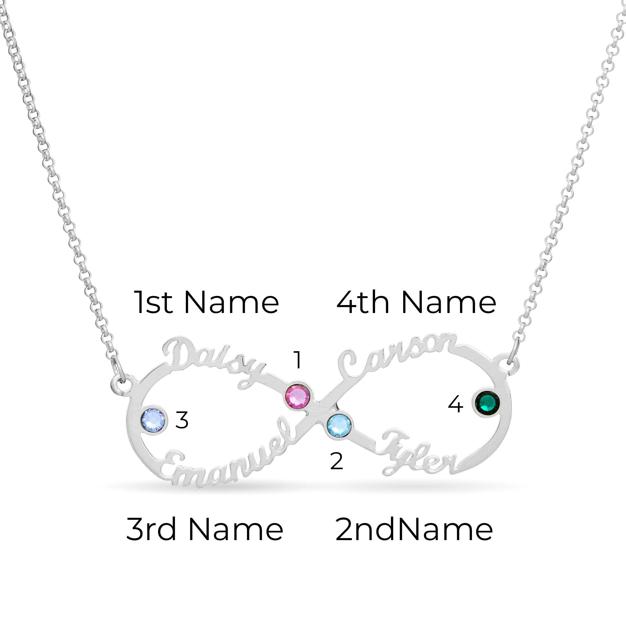 Birthstone Infinity Name Necklace