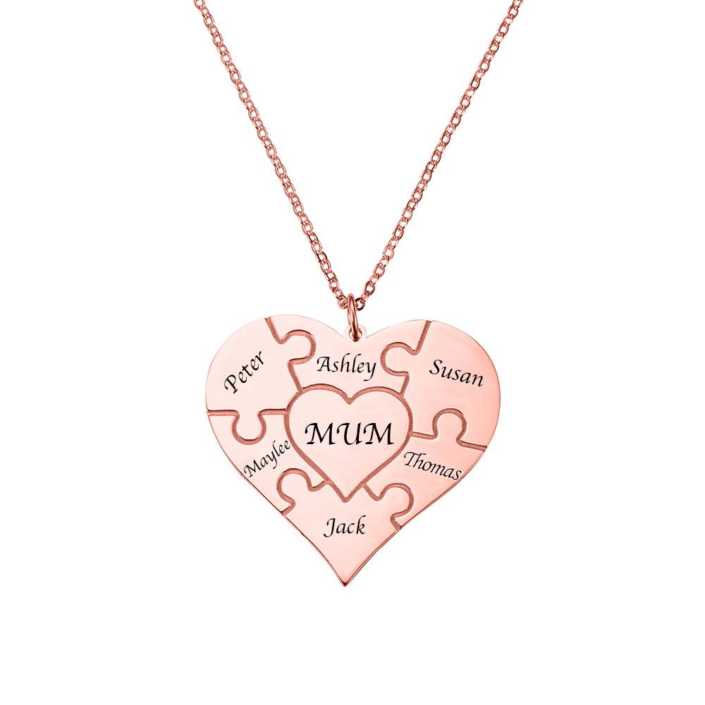Personalised Heart Shaped Puzzle Necklace