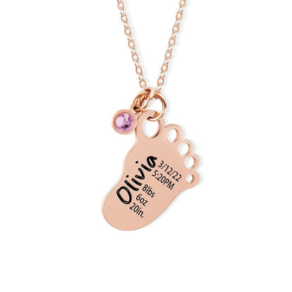 New Life Baby Foot Necklace with Birthstone - United Bracelets