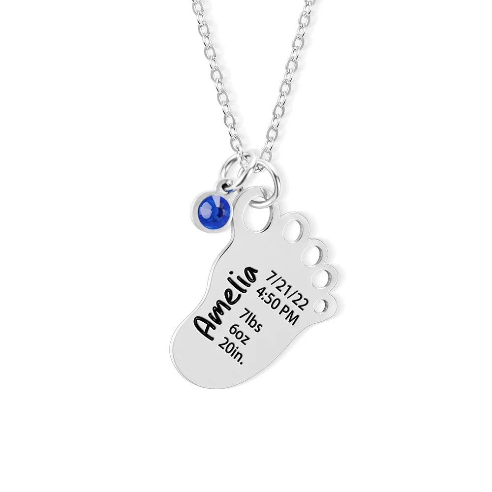 New Life Baby Foot Necklace with Birthstone - United Bracelets