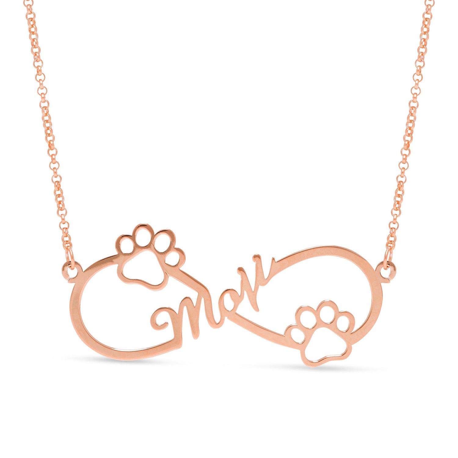 Paw Print Infinity Name Necklace - United Bracelets