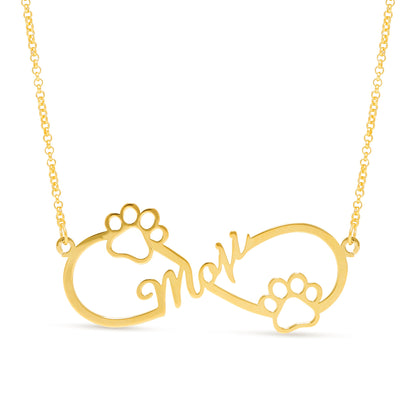 Paw Print Infinity Name Necklace - United Bracelets