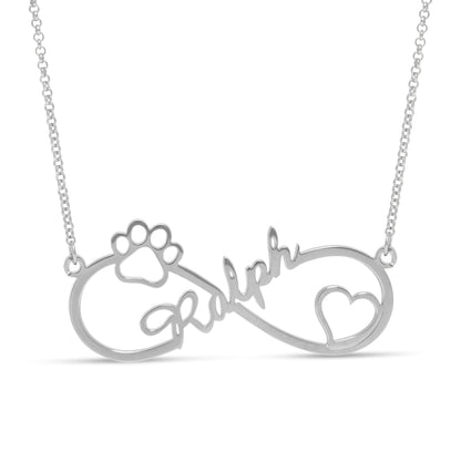 Paw Print Infinity Name Necklace - United Bracelets