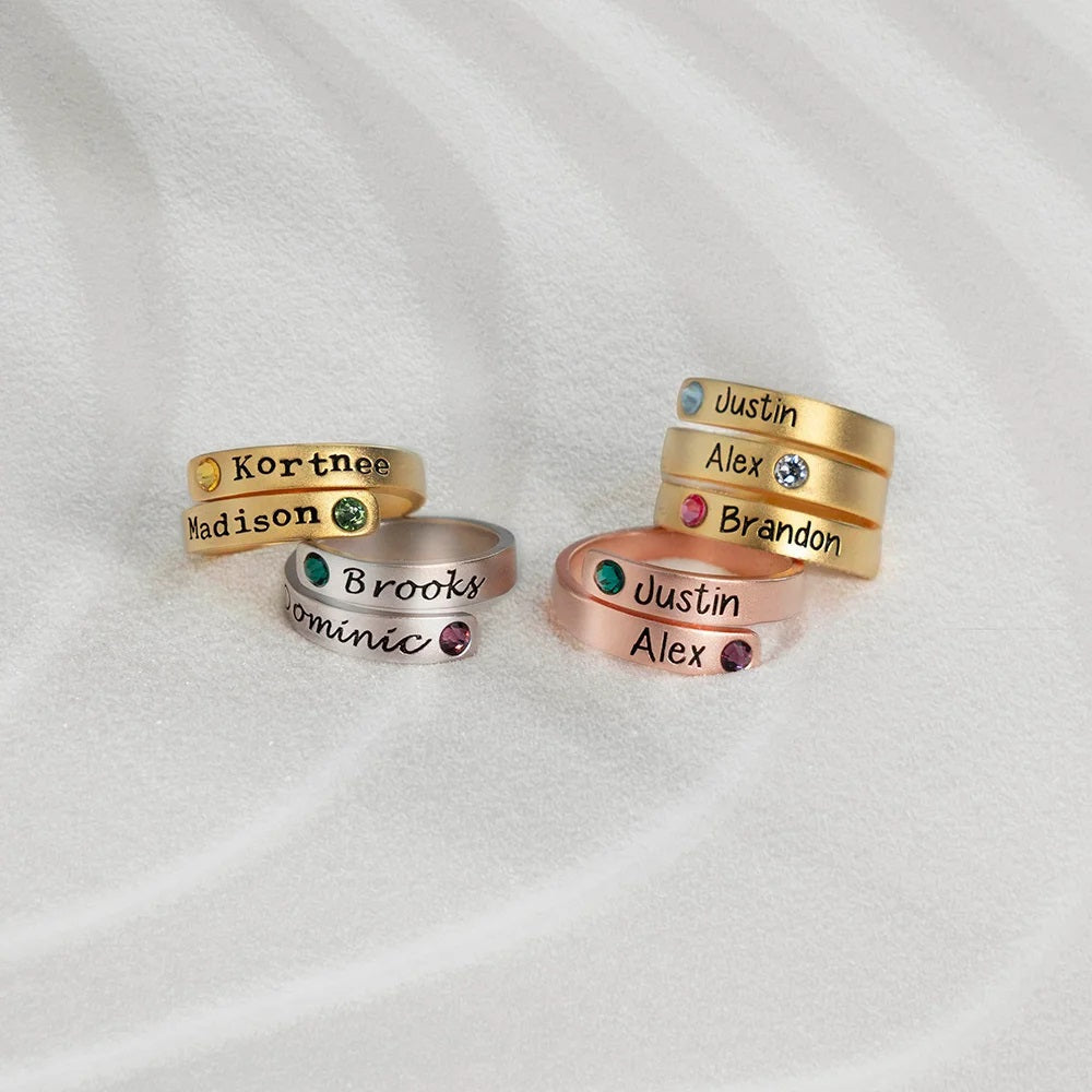 Personalised Birthstone Wrap Ring - United Bracelets