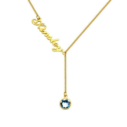 Personalised Birthstone Y Name Necklace - United Bracelets