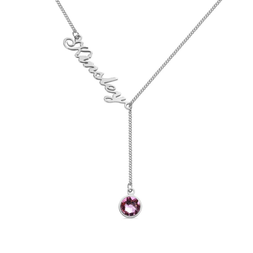 Personalised Birthstone Y Name Necklace - United Bracelets