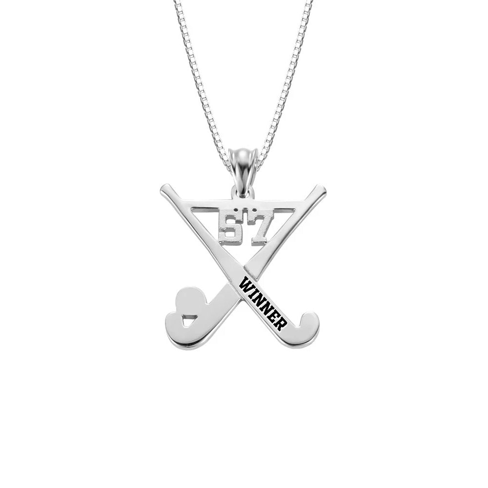 Personalised Hockey Stick Necklace with Optional Birthstone - United Bracelets