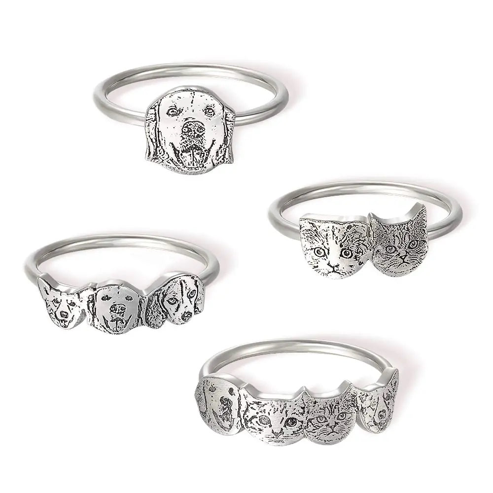 Personalised Pet Portrait Ring with 1–4 Pets - United Bracelets