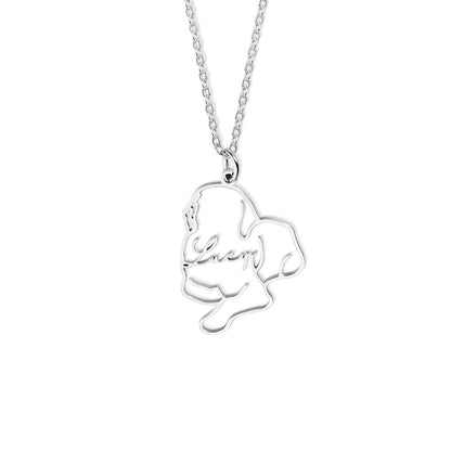 Pet Silhouette Necklace with Personalised Name - United Bracelets