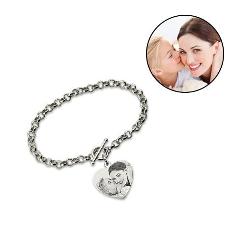 Photo Engraved Heart Bracelet - United Bracelets