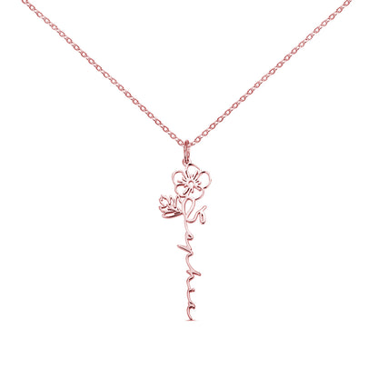 Birth Flower Name Necklace