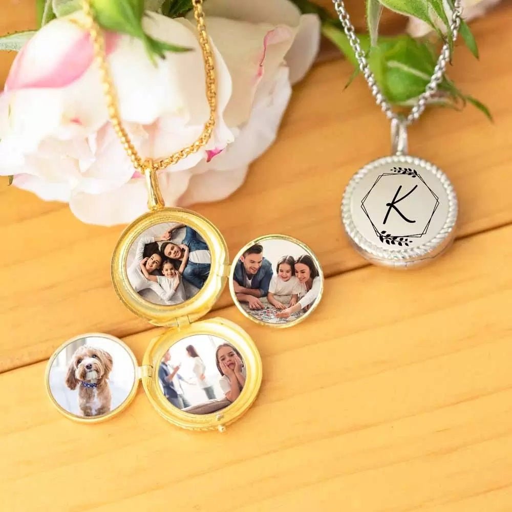 Round Photo Memorial Locket with 4 Photos - United Bracelets