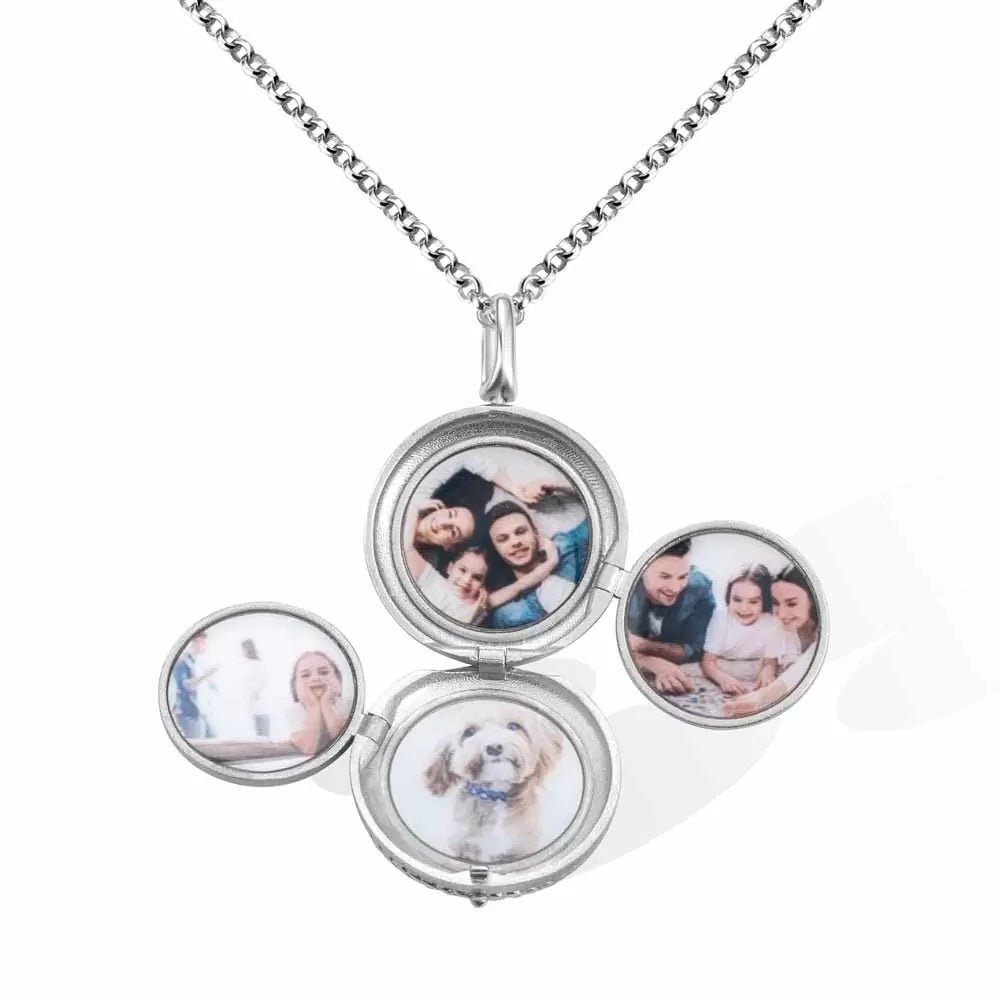 Round Photo Memorial Locket with 4 Photos - United Bracelets