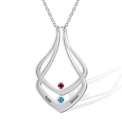 Double Birthstone Ring Keeper Necklace