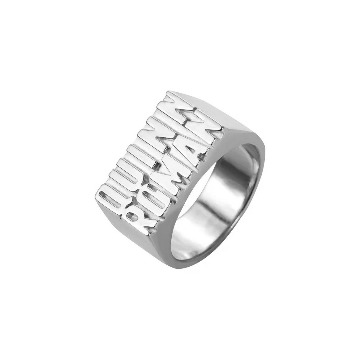 Two Name Block Letter Ring