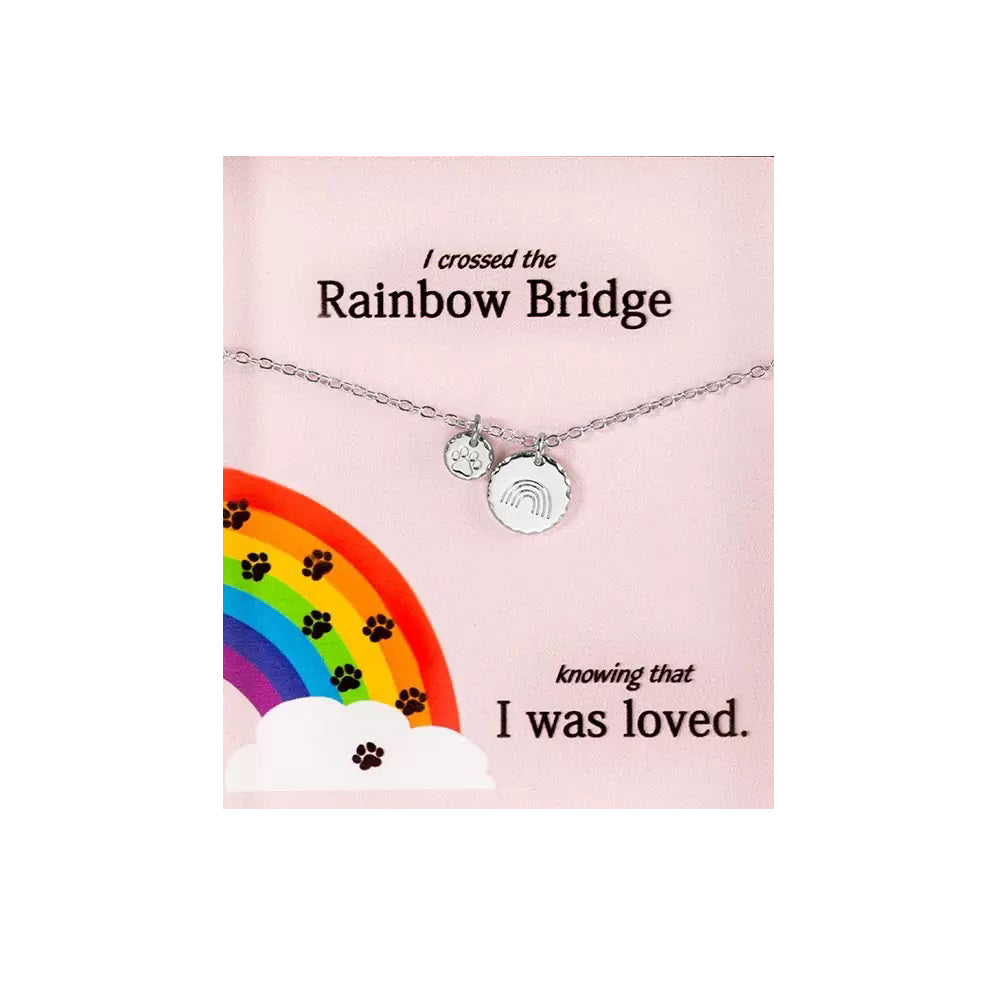 Rainbow Bridge Pet Memorial Disc Necklace