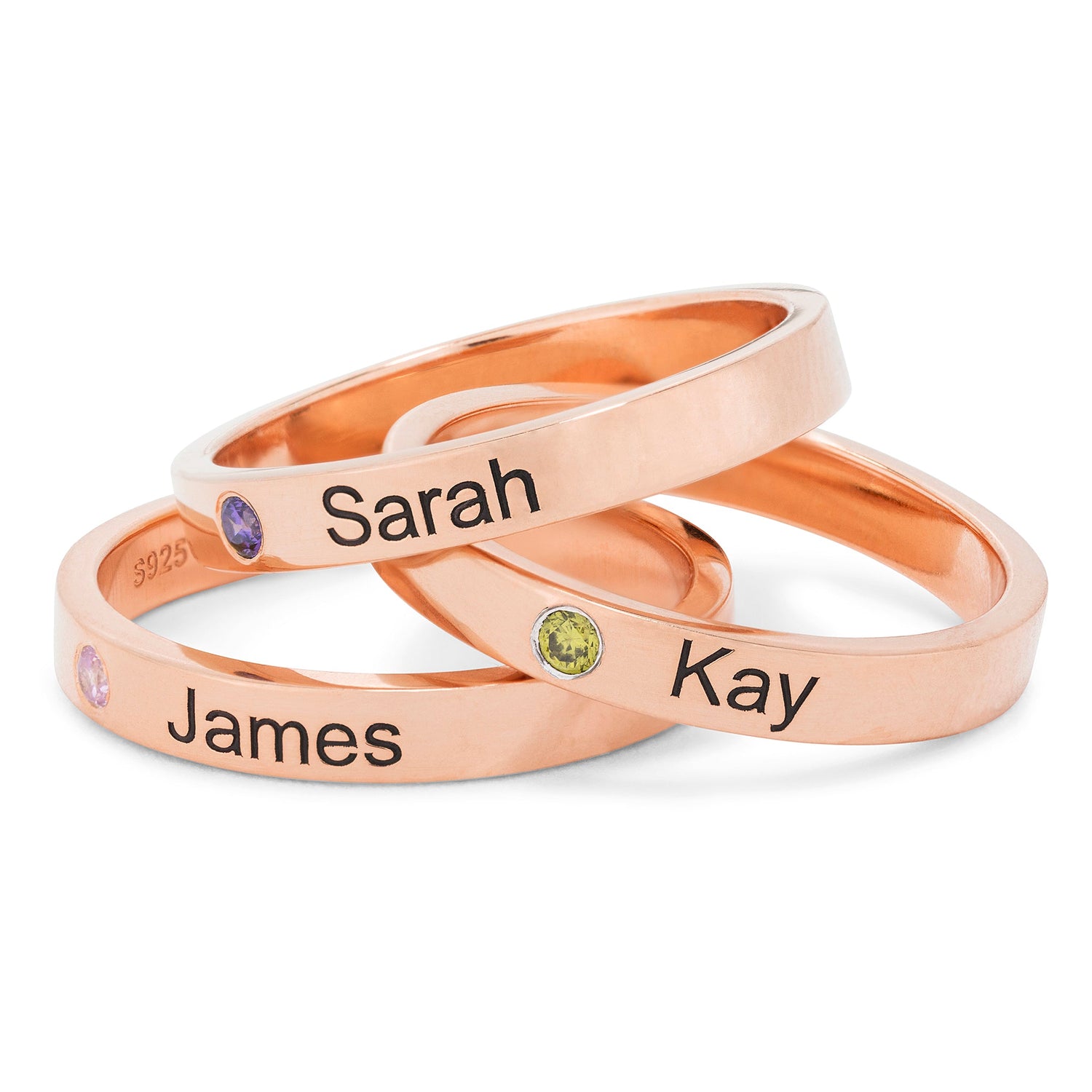 Stackable Birthstone Name Rings (3 Pack) - United Bracelets