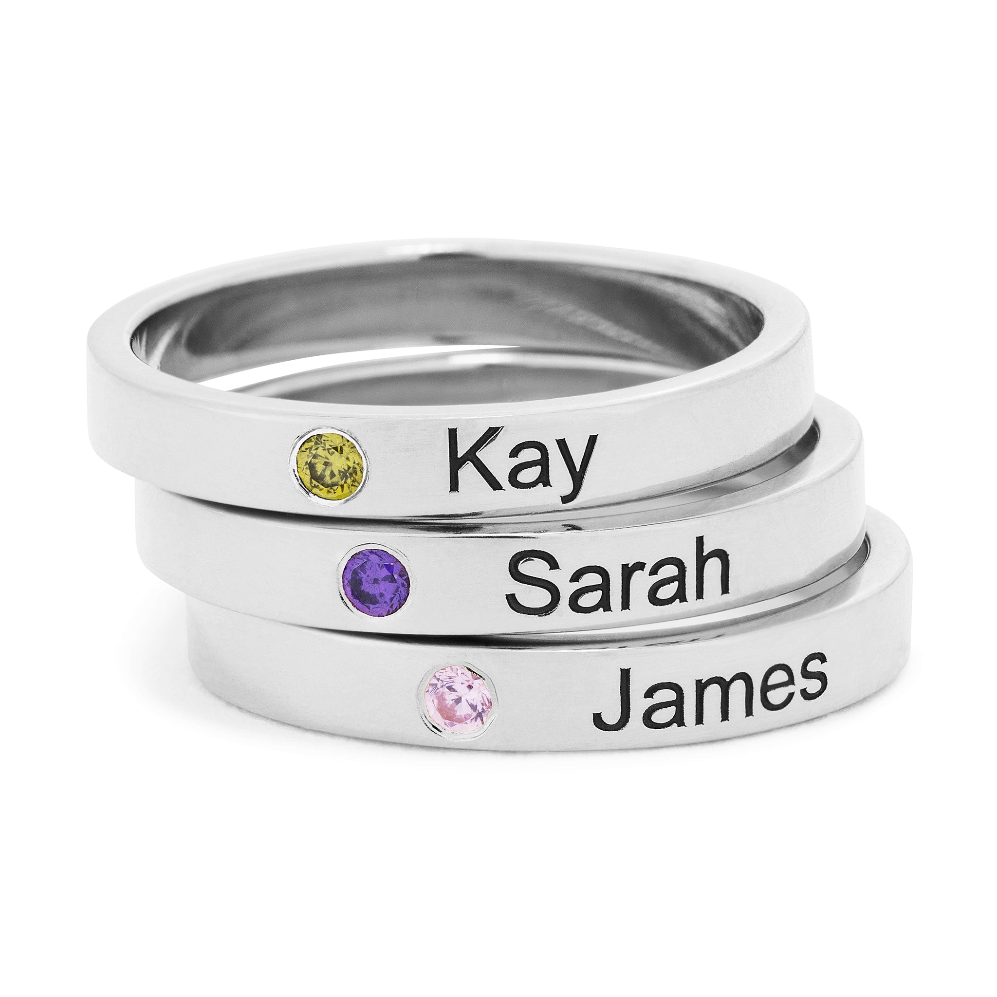 Stackable Birthstone Name Rings (3 Pack) - United Bracelets