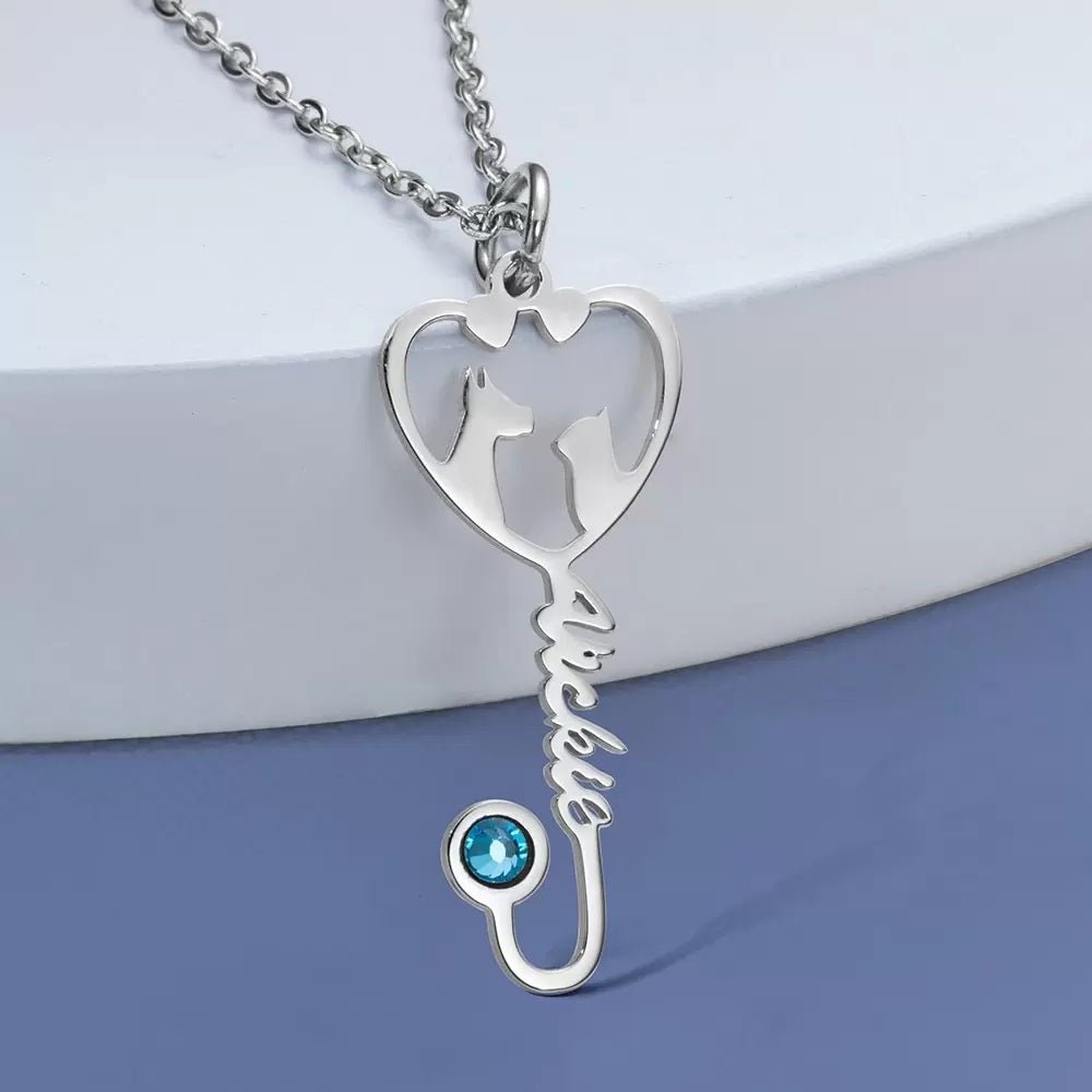 Stethoscope Name Necklace for Veterinarians - United Bracelets