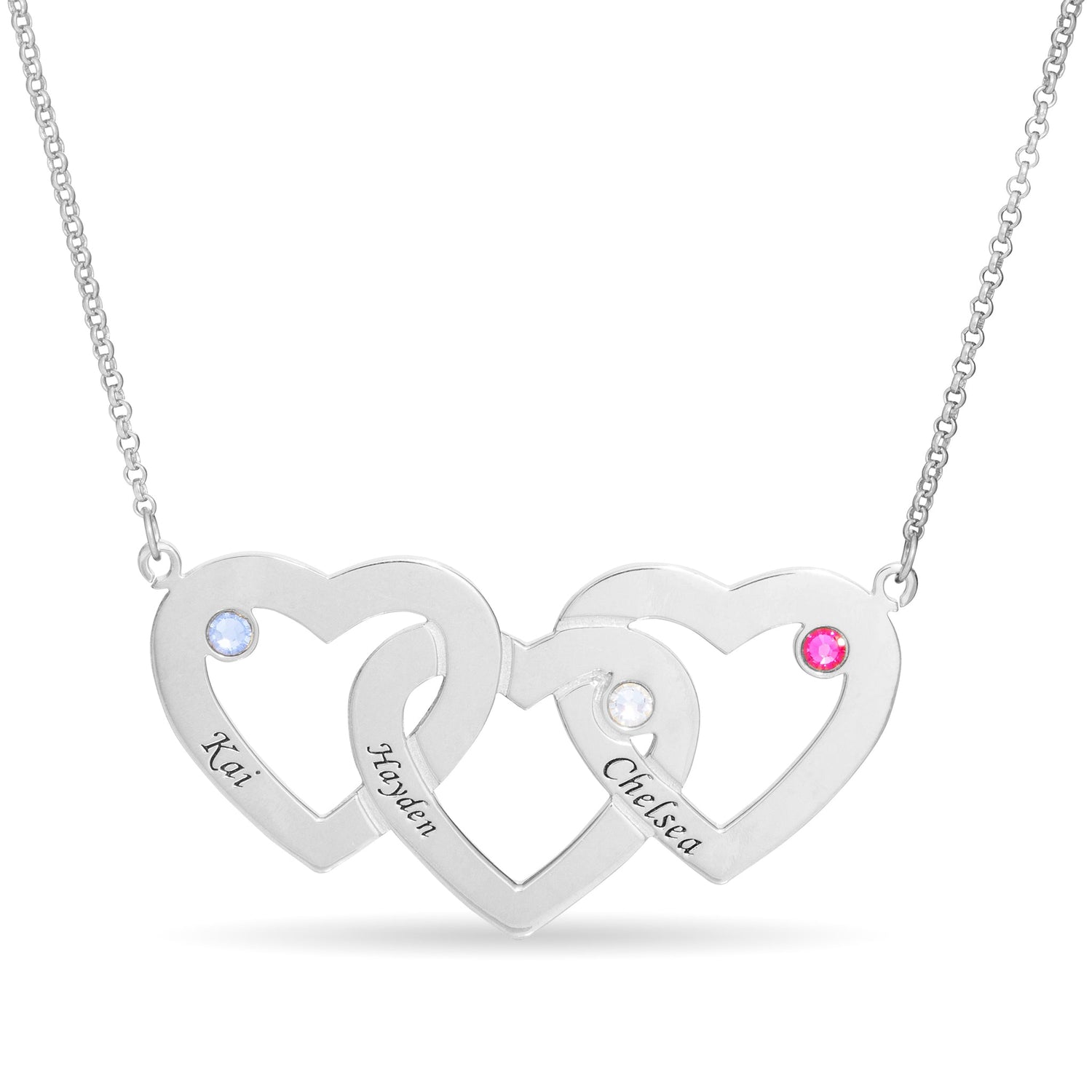 Three Heart Name Necklace - United Bracelets