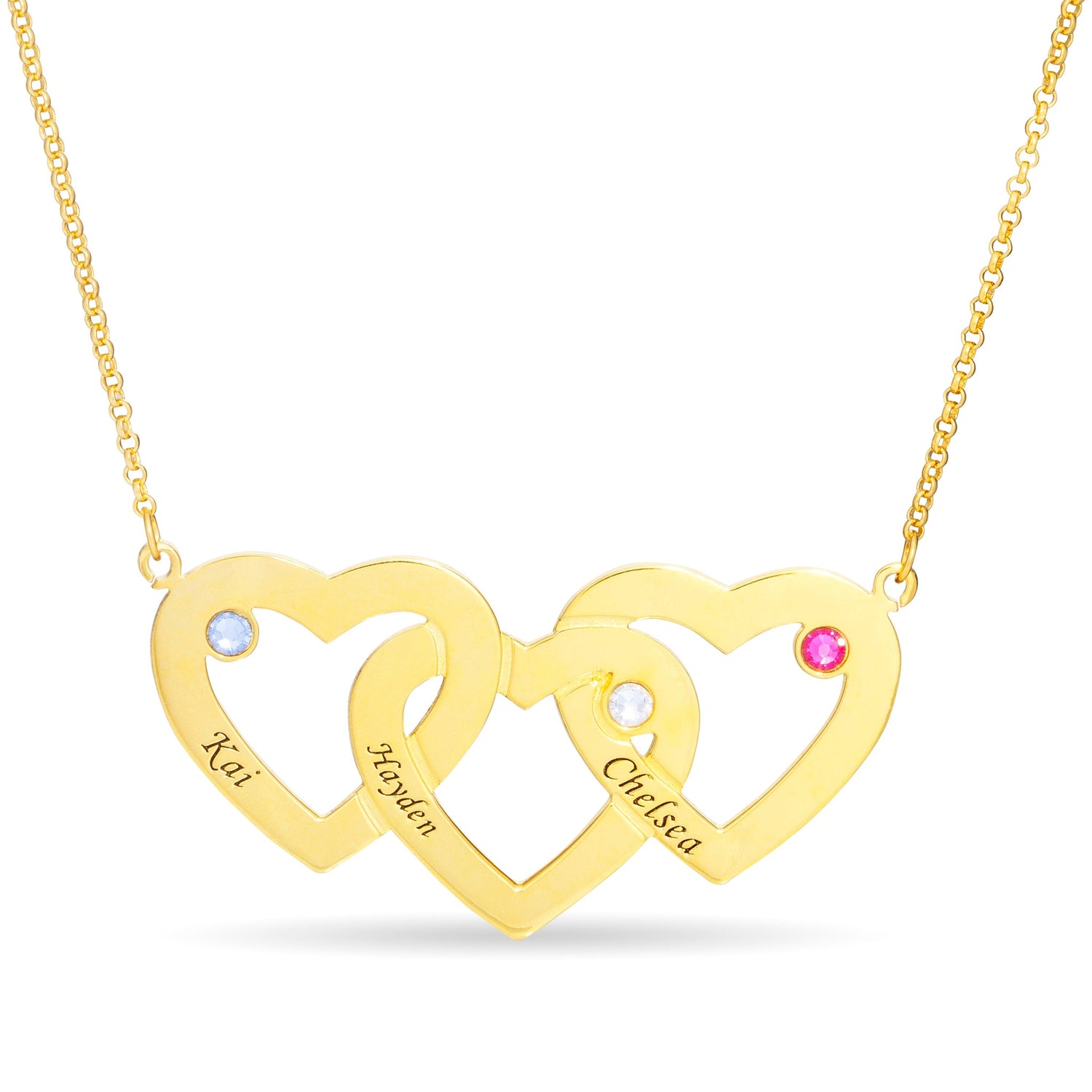 Three Heart Name Necklace - United Bracelets