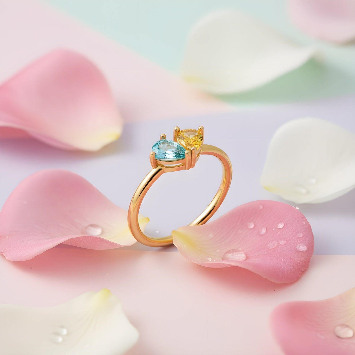 Toi et Moi Birthstone Heart Ring - United Bracelets