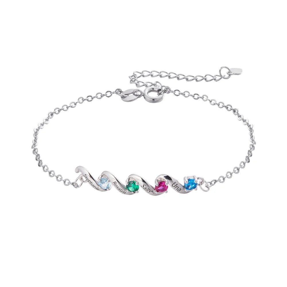 Twist Bracelet with 1 to 6 Birthstones - United Bracelets