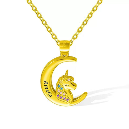 Unicorn &amp; Crescent Moon Necklace - United Bracelets