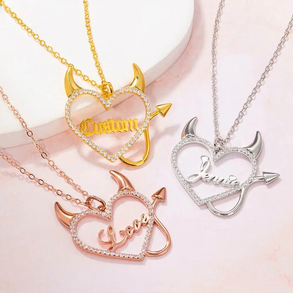 Wicked Name Necklace with Heart Design - United Bracelets