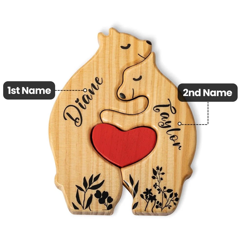 Wooden Bear Puzzle with Custom Names - United Bracelets