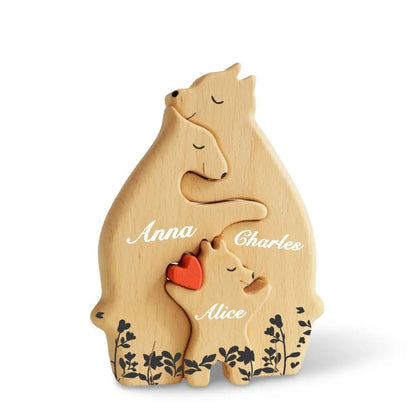 Wooden Bear Puzzle with Custom Names - United Bracelets