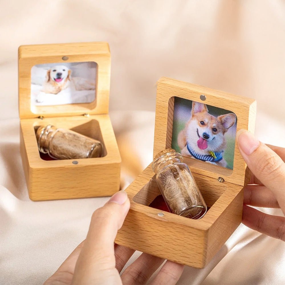 Wooden Pet Memorial Box with Custom Photo - United Bracelets