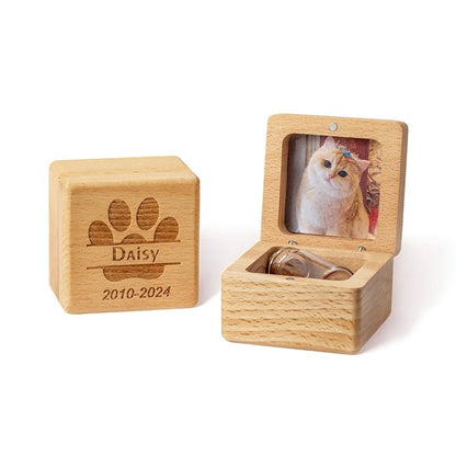 Wooden Pet Memorial Box with Custom Photo - United Bracelets