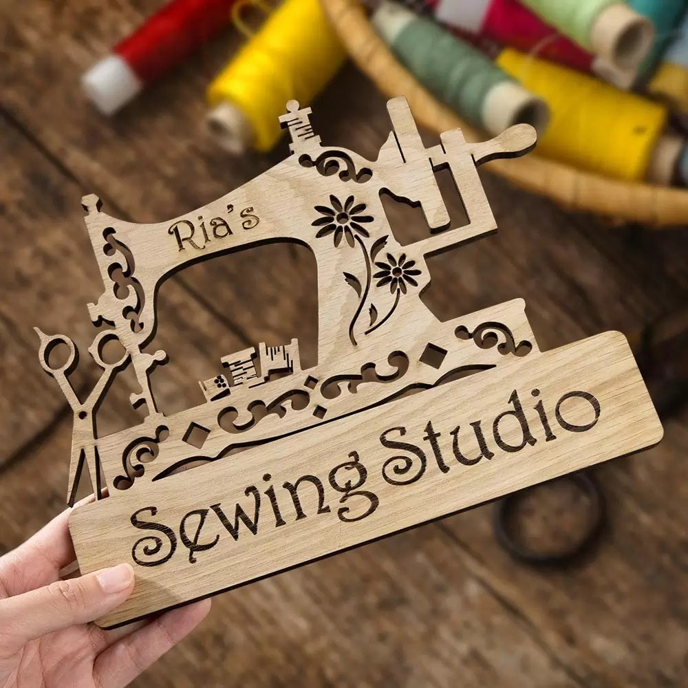 Wooden Sewing Room Sign
