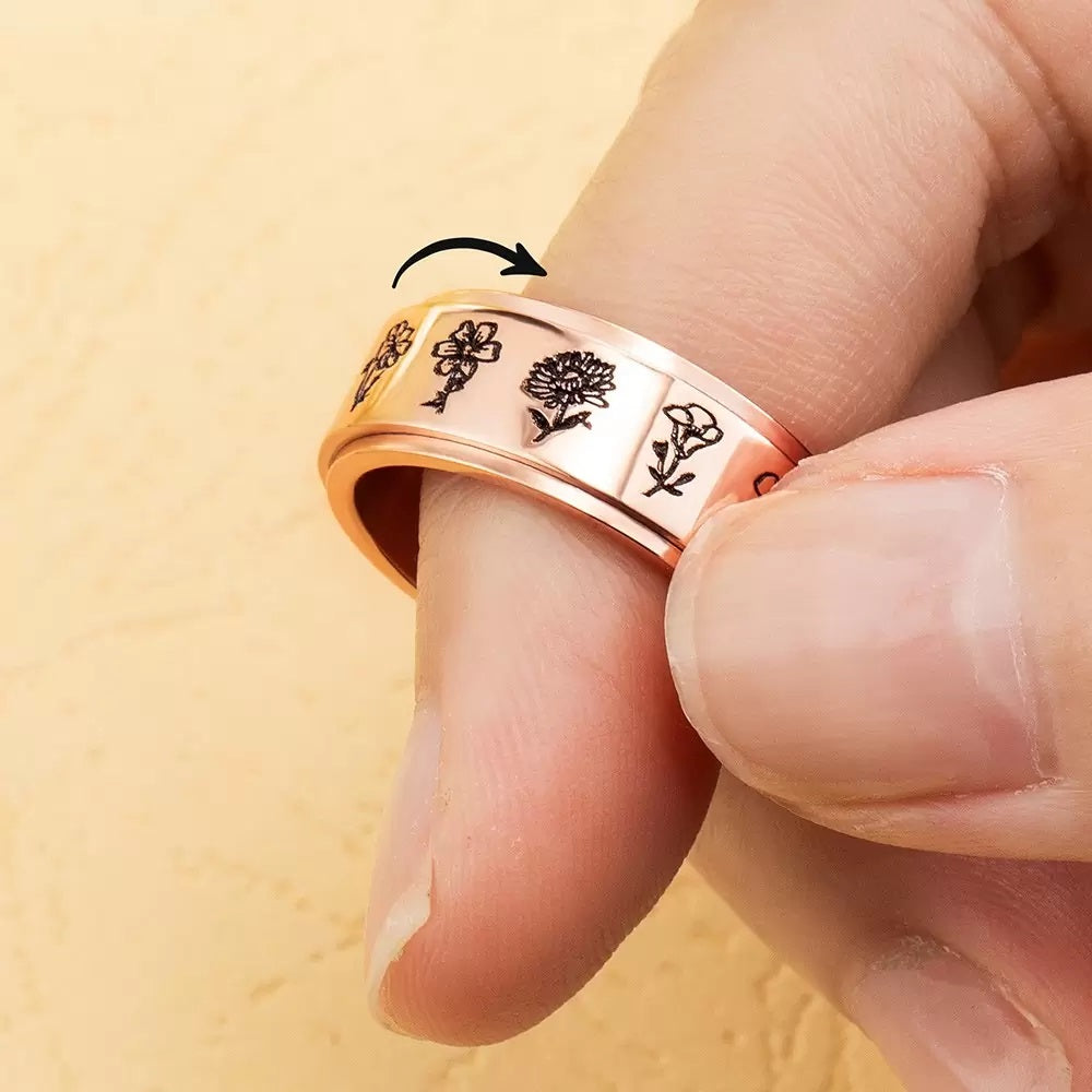 Birth Flower Fidget Ring